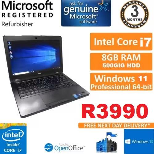 Dell Latitude E5250 12.5` Laptop Core i7 8GB /500GB hdD 2.5` Integrated Graphics Win 11 Pro