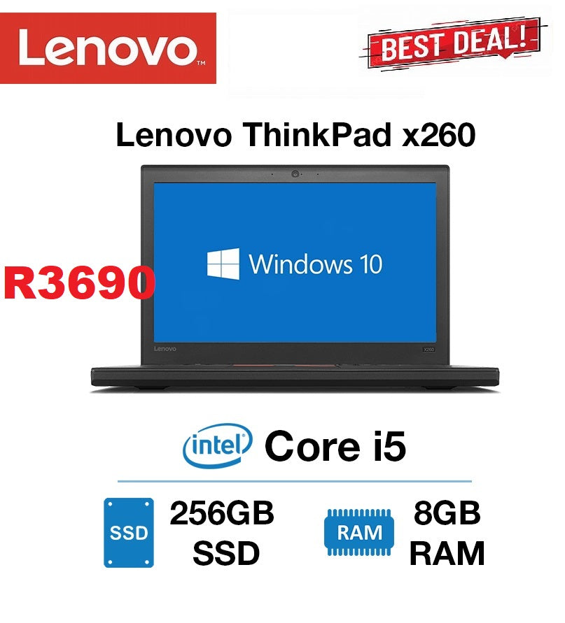 Lenovo ThinkPad X260 UltraBook Laptop | G6 i5 (Refurbished)8GB/256SSD