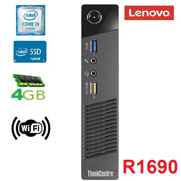 Lenovo ThinkCentre M73 Tiny, intel core i3-2.90ghz, 4GB, 128GB SSD, Win 10 +POWER SUPPLY