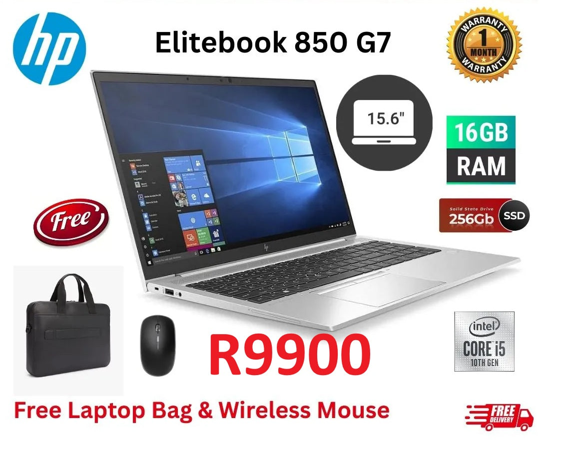 HP EliteBook 850 G7 Laptop | 15.6" 1920x1080 FHD | Core i5-10210U - 256GB SSD Hard Drive - 16GB RAM | 4 cores @ 4.2 GHz Win 11 Pro Silver (Renewed)