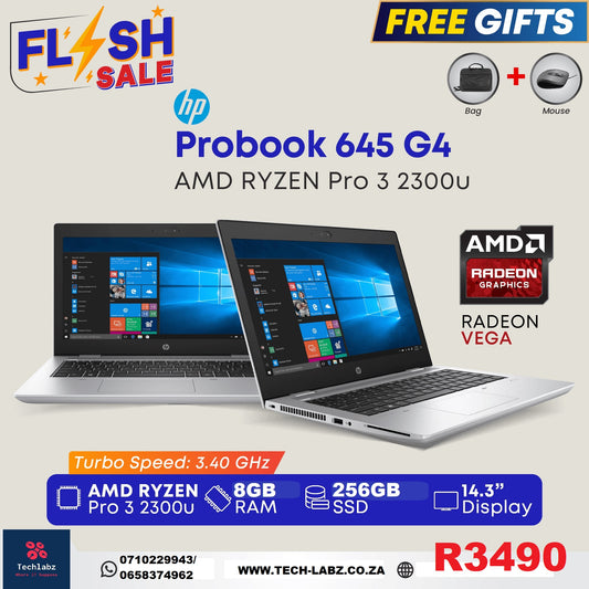 HP ProBook 645 G4 Business Laptop, 14" FHD(1920x1080), AMD Ryzen 3-2300u 2.3GHz Up to 3.4 GHz, 8GB RAM, 256GB SSD, W11 Pro-64 (Reworked)